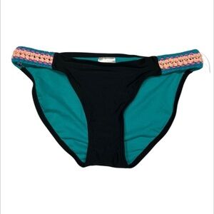 Xhilaration black blue braided bikini swim bottoms size XS